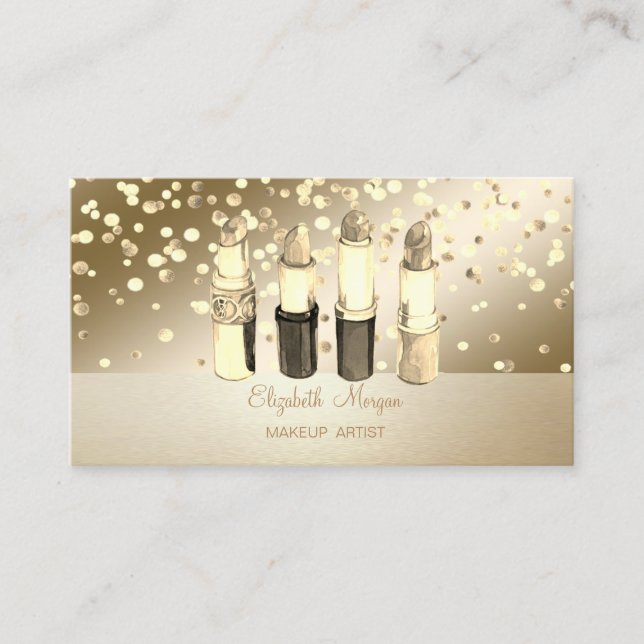 Tarjeta De Visita Elegante Profesional, Moderno, Confetti, Lipsticks (Anverso)