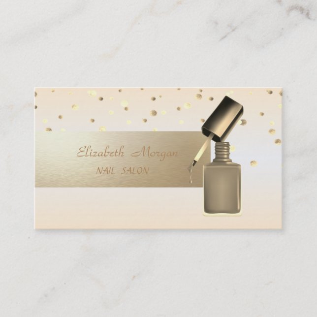 Tarjeta De Visita Elegante Profesional, Moderno, Confetti,Nail Polac (Anverso)