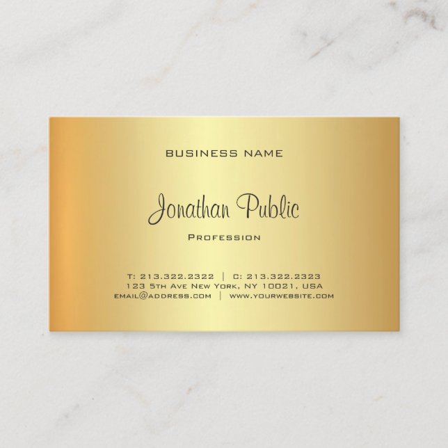 Tarjeta De Visita Elegante profesional moderno Glamour Gold Look (Anverso)