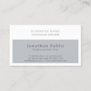 Tarjeta De Visita Elegante Profesional Moderno Gris Corporativo Blan
