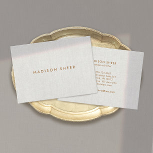 Tarjeta De Visita Elegante profesional Moderno Lino Gris Simple