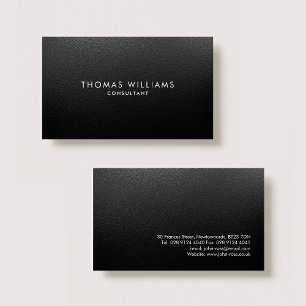 Tarjeta De Visita Elegante profesional moderno llano negro Metalizad