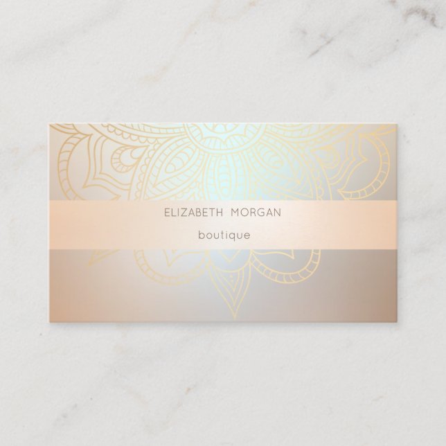 Tarjeta De Visita Elegante profesional moderno Luminoso, Mandala (Anverso)