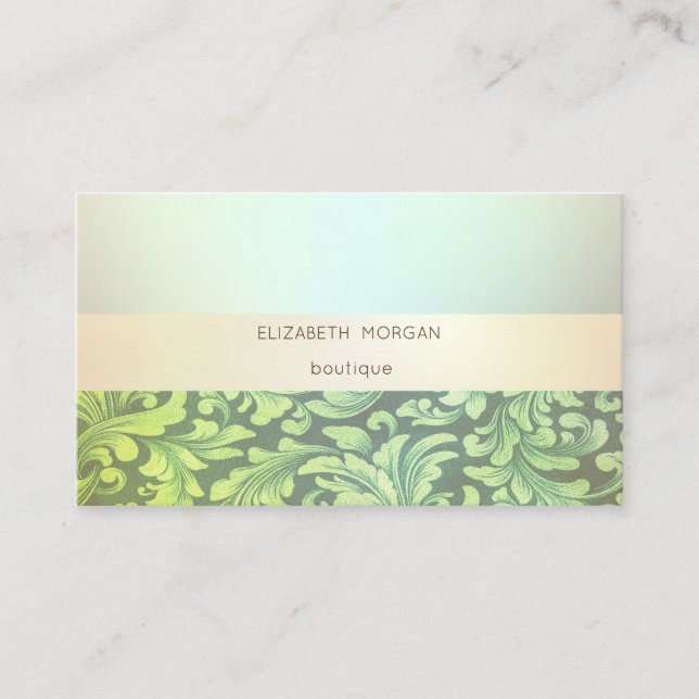 Tarjeta De Visita Elegante Profesional Moderno Luminoso,Swirls Green (Anverso)