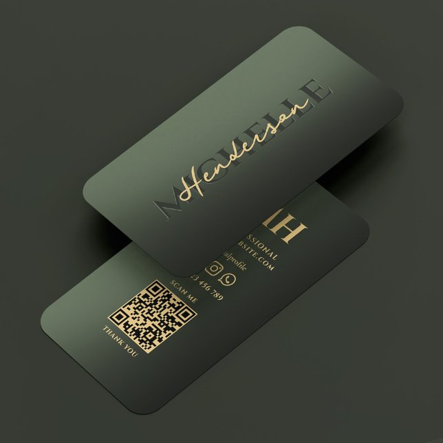 Tarjeta De Visita Elegante Profesional Moderno Monograma Verde Brill (Elegant Professional Modern Shiny Green Monogram Business Card
)