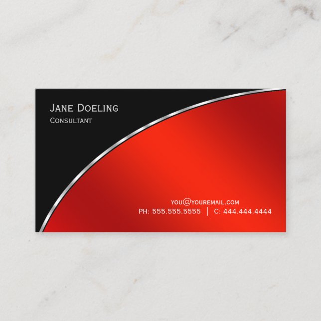 Tarjeta De Visita Elegante profesional moderno negro brillante Crims (Anverso)