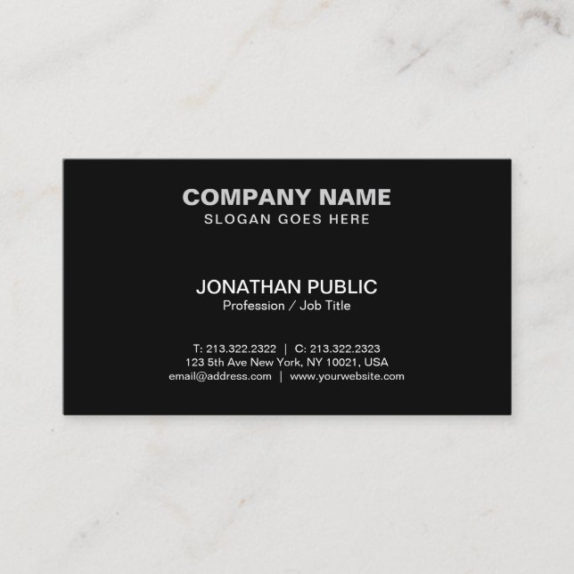 Tarjeta De Visita Elegante profesional moderno negro corporativo (Anverso)