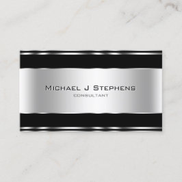 Tarjeta De Visita Elegante profesional moderno negro y plateado