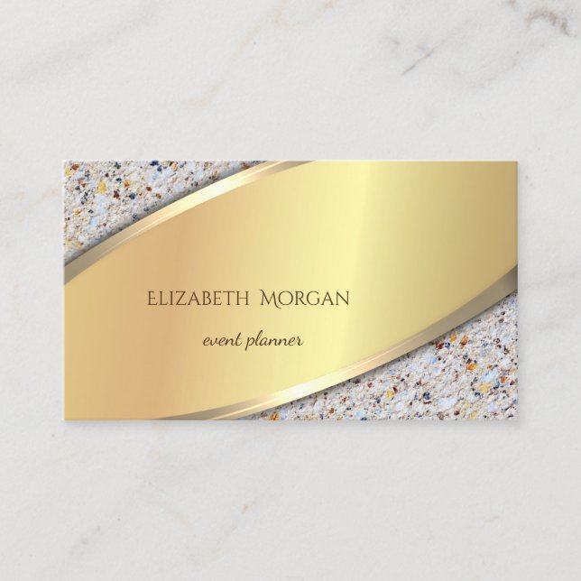 Tarjeta De Visita Elegante Profesional Moderno , Oro , Mármol (Anverso)