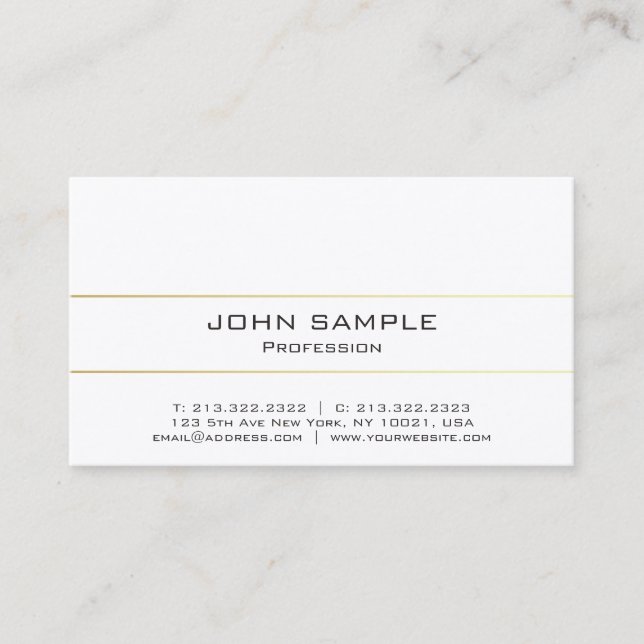 Tarjeta De Visita Elegante profesional Moderno Plain Gold Deluxe (Anverso)