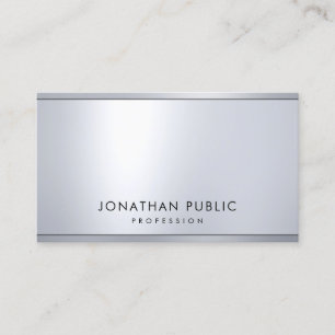 Tarjeta De Visita Elegante Profesional Moderno Plata Metálica