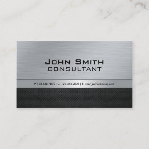 Tarjeta De Visita Elegante profesional moderno plateado negro Metali