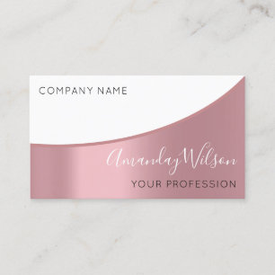 Tarjeta De Visita Elegante profesional moderno Rosa blanco metálico