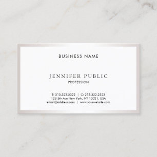 Tarjeta De Visita Elegante Profesional Moderno Simple Plata Blanco