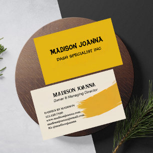 Tarjeta De Visita Elegante Profesional Monograma Amarillo Minimalist