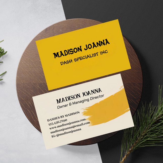 Tarjeta De Visita Elegante Profesional Monograma Amarillo Minimalist (Subido por el creador)