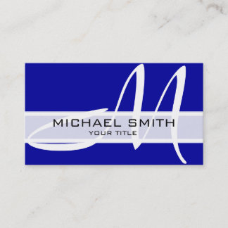 Tarjeta De Visita Elegante profesional Monograma Azul moderno