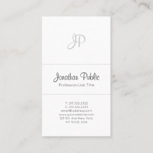 Tarjeta De Visita Elegante profesional Monograma Blanco Moderno Simp