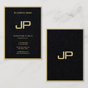 Tarjeta De Visita Elegante profesional Monograma Gold Premium Negro