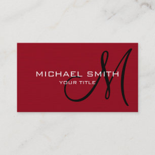 Tarjeta De Visita Elegante profesional Monograma Llanto rojo oscuro