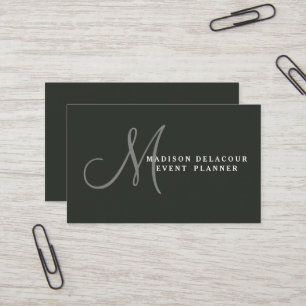 Tarjeta De Visita Elegante profesional Monograma moderno Azul y Blan