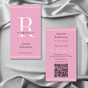 Tarjeta De Visita Elegante Profesional Monograma Rosa
