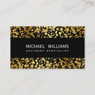 TARJETA DE VISITA ELEGANTE PROFESIONAL NEGRO GOTAS DORADAS