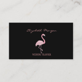 Tarjeta De Visita Elegante profesional negro moderno,Flamingo rosa