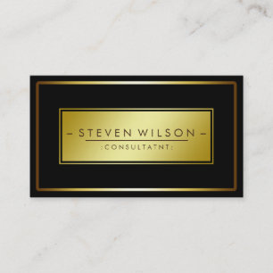 Tarjeta De Visita Elegante Profesional Negro Moderno Plata Oro