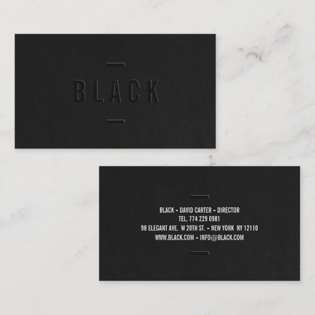 Tarjeta De Visita Elegante profesional, negro y blanco, sencillo (Anverso / Reverso)