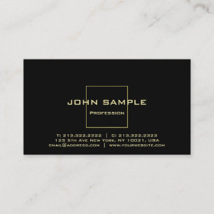 Tarjeta De Visita Elegante profesional negro y dorado brillante mode