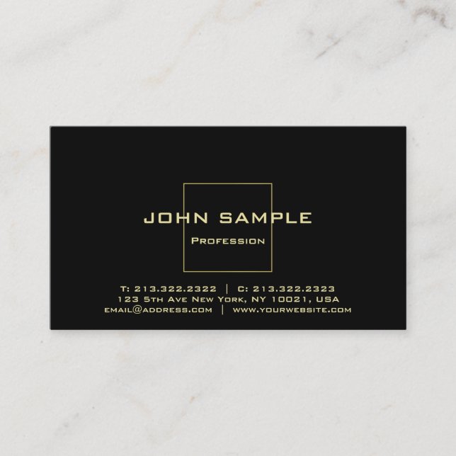 Tarjeta De Visita Elegante profesional negro y dorado brillante mode (Anverso)