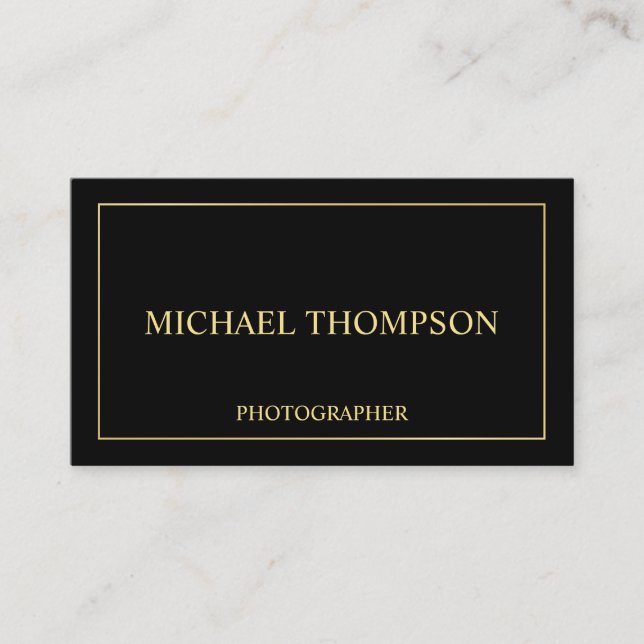 Tarjeta De Visita Elegante profesional negro y oro (Anverso)