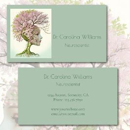 Tarjeta De Visita Elegante profesional neurológico cerebro floral 