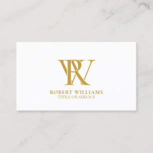 Tarjeta De Visita Elegante Profesional Oro Amarillo Monograma Blanco