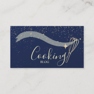 Tarjeta De Visita Elegante Profesional,Oro,Azul Marino, Batidor,Coci