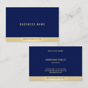 Tarjeta De Visita Elegante profesional Oro y Azul Tamaño Euro