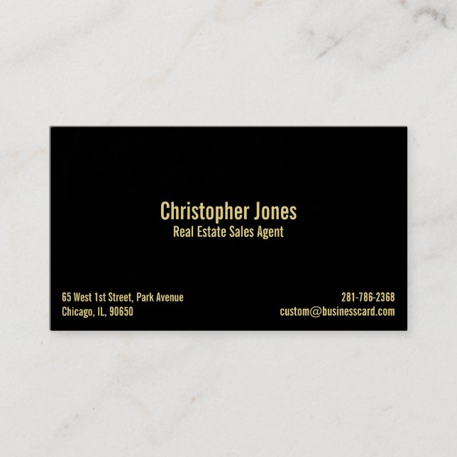 Tarjeta De Visita Elegante profesional personalizado Black Faux Gold (Anverso)