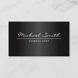 Tarjeta De Visita Elegante profesional Plata Moderno Negro Metalizad
