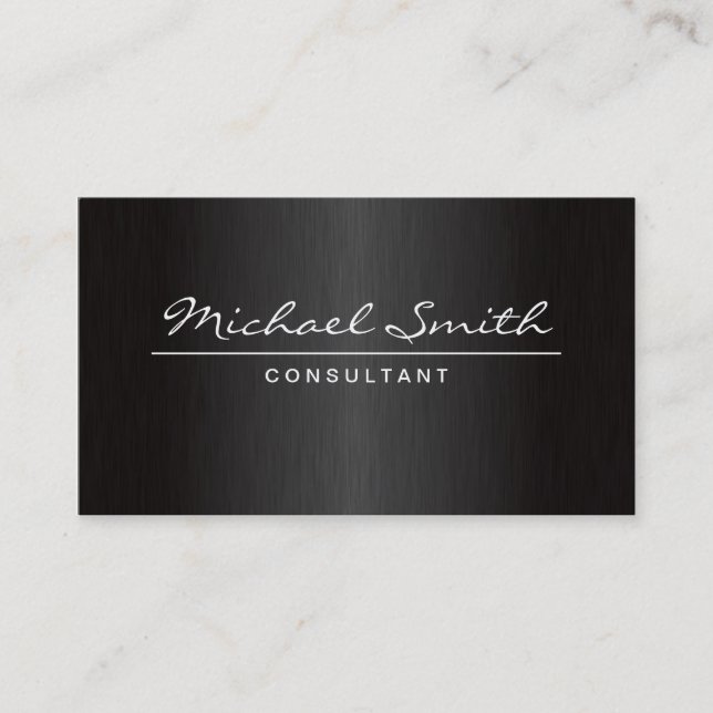 Tarjeta De Visita Elegante profesional Plata Moderno Negro Metalizad (Anverso)