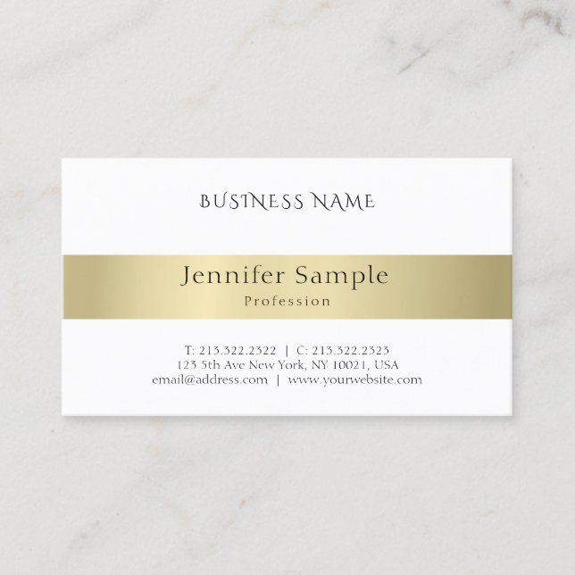 Tarjeta De Visita Elegante Profesional Profesional De Oro Minimalist (Anverso)
