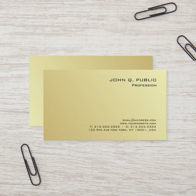 Tarjeta De Visita Elegante Profesional Profesional Dorado Lujo (Anverso/Reverso In Situ)
