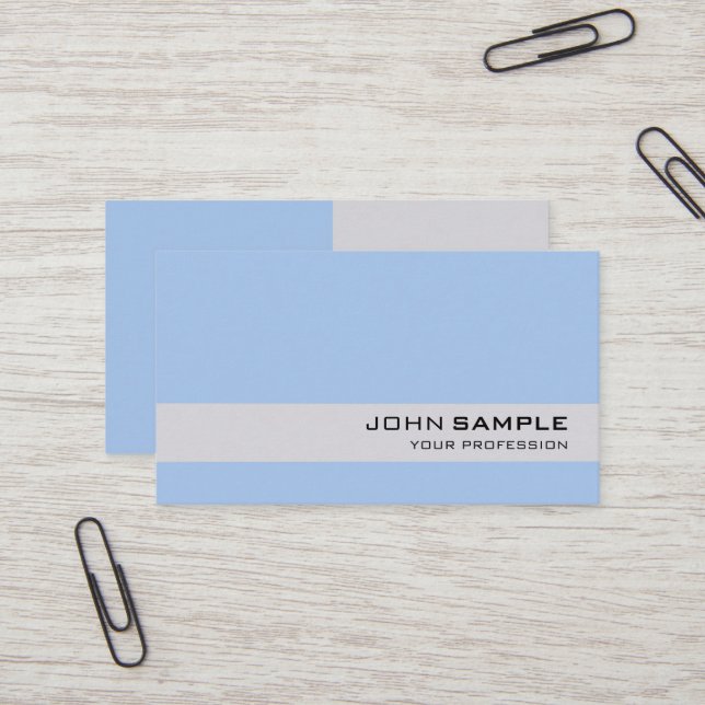 Tarjeta De Visita Elegante Profesional Profesional Simple Pastel Azu (Anverso/Reverso In Situ)