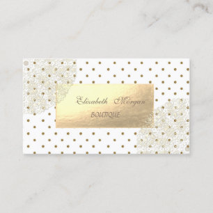 Tarjeta De Visita Elegante Profesional, Puntos Dorados , Encaje