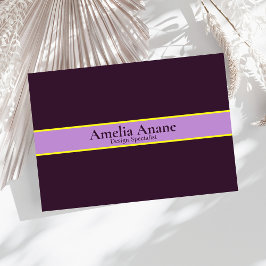 Tarjeta De Visita Elegante Profesional Purple y Amarillo