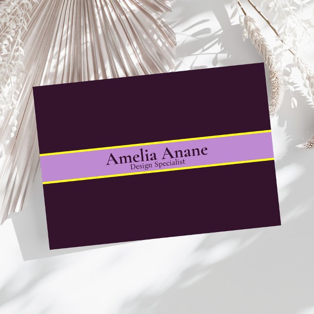 Tarjeta De Visita Elegante Profesional Purple y Amarillo (Subido por el creador)