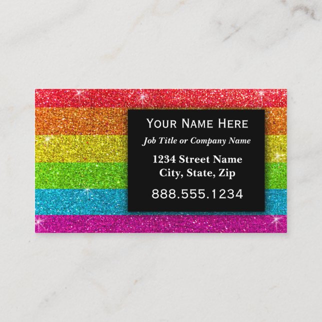 Tarjeta De Visita Elegante profesional Purpurina de arcoiris moderno (Reverso)