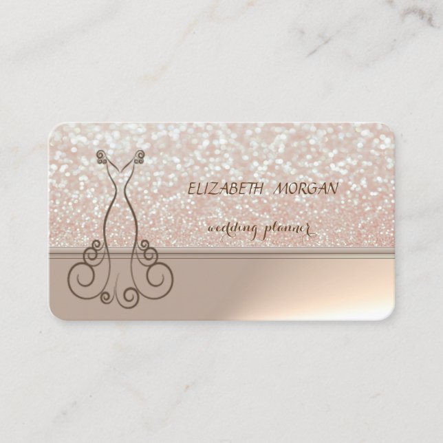 Tarjeta De Visita Elegante profesional Purpurinoso de Moda elegante, (Anverso)