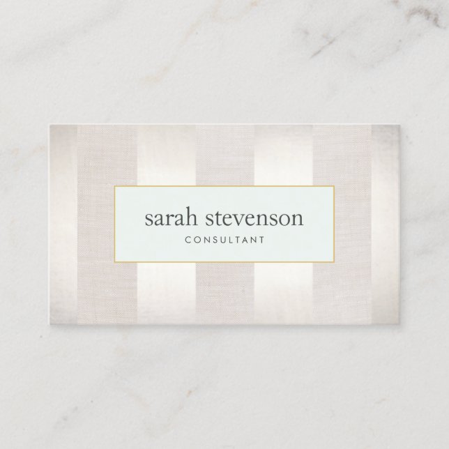 Tarjeta De Visita Elegante profesional rayado plateado y beige (Anverso)