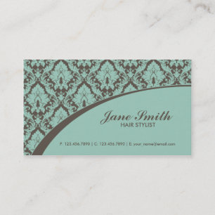 Tarjeta De Visita Elegante profesional retro floral del damasco